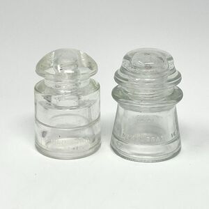 Vintage Insulators Hemingray Clear Glass No 16 14-48 CSA 33-41 Lot Of 2